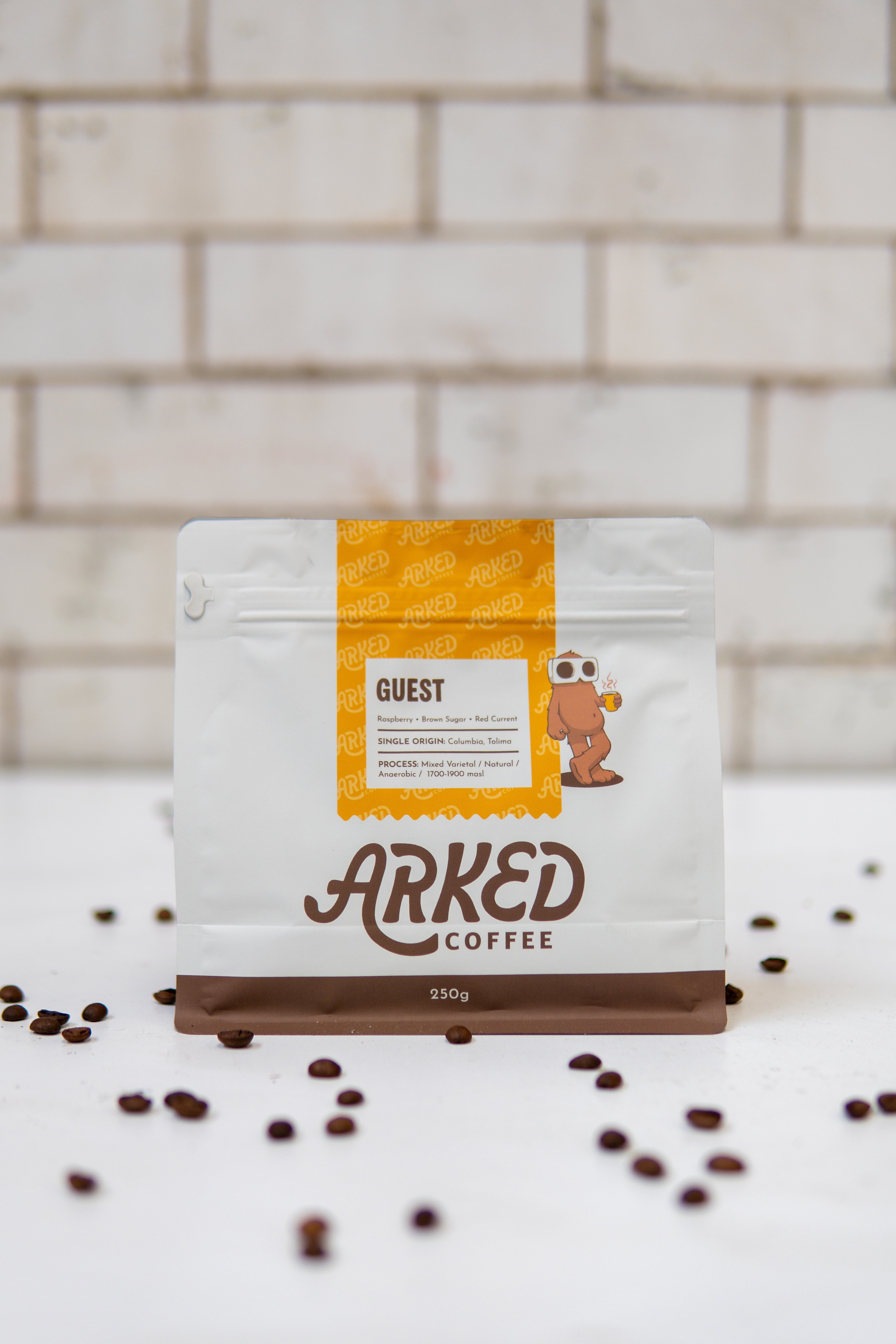 Arked Coffee Guest blend 250g bag with coffee beans